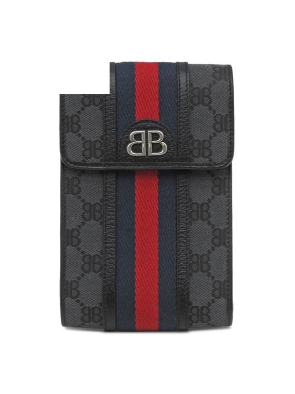 Gucci Shoulder Bag the Hacker Project Canvas Leather Black Silver Collaboration